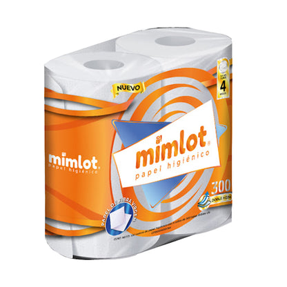 Papel Higiénico Mimlot 300 Hojas x 4 Rollos | 12 Unidades