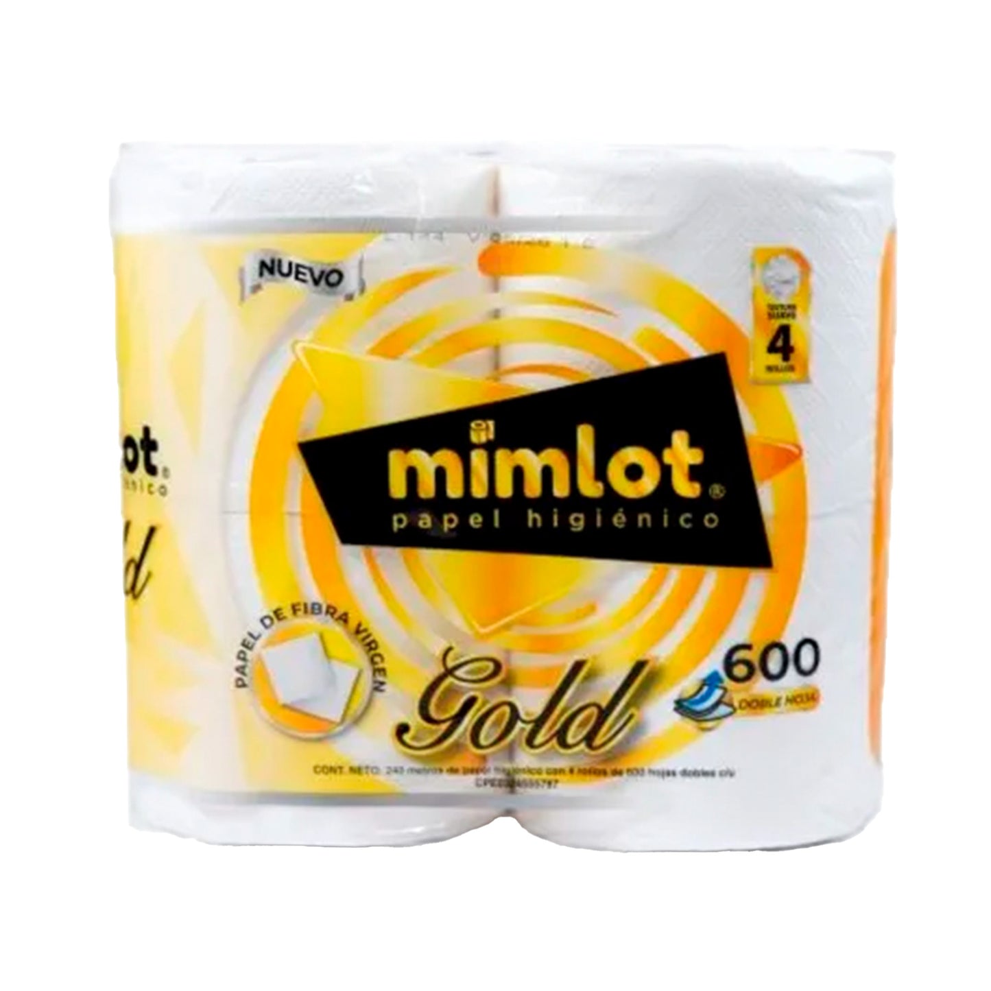 Papel Higiénico Mimlot 600 Hojas x 4 Rollos | 12 Unidades