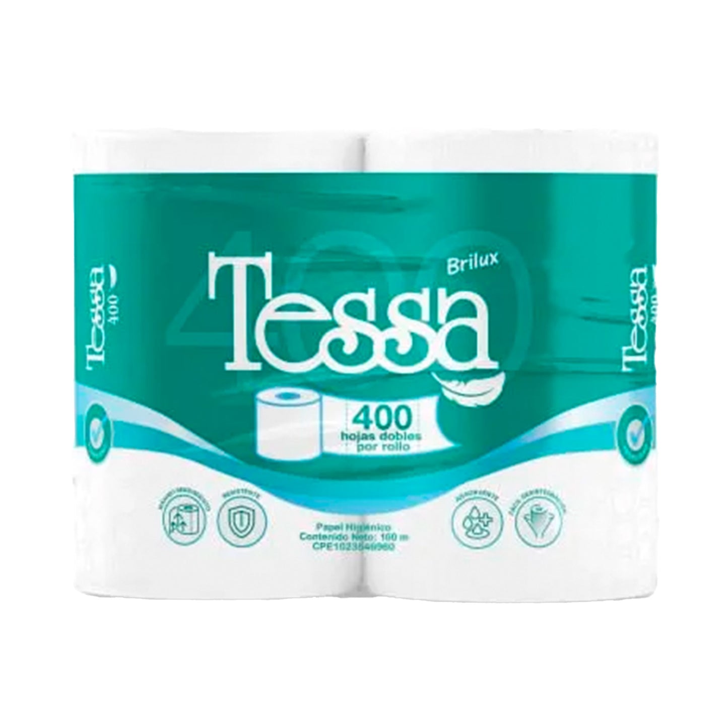 Papel Higiénico Tessa 300 Hojas x 4 Rollos Verde | 12 Unidades